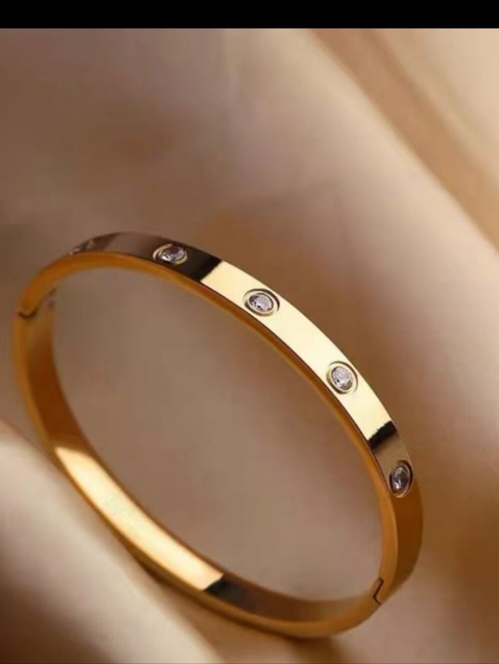 Classic Gold Crystal Accent Bangle Bracelet